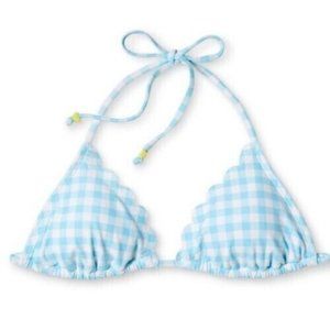 Stoney Clover Lane Women's Gingham Triangle Bikini Top Blue Size XS (0-2)